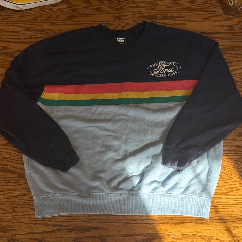 Ford Men's Navy Sweater with Multicolor Stripes
